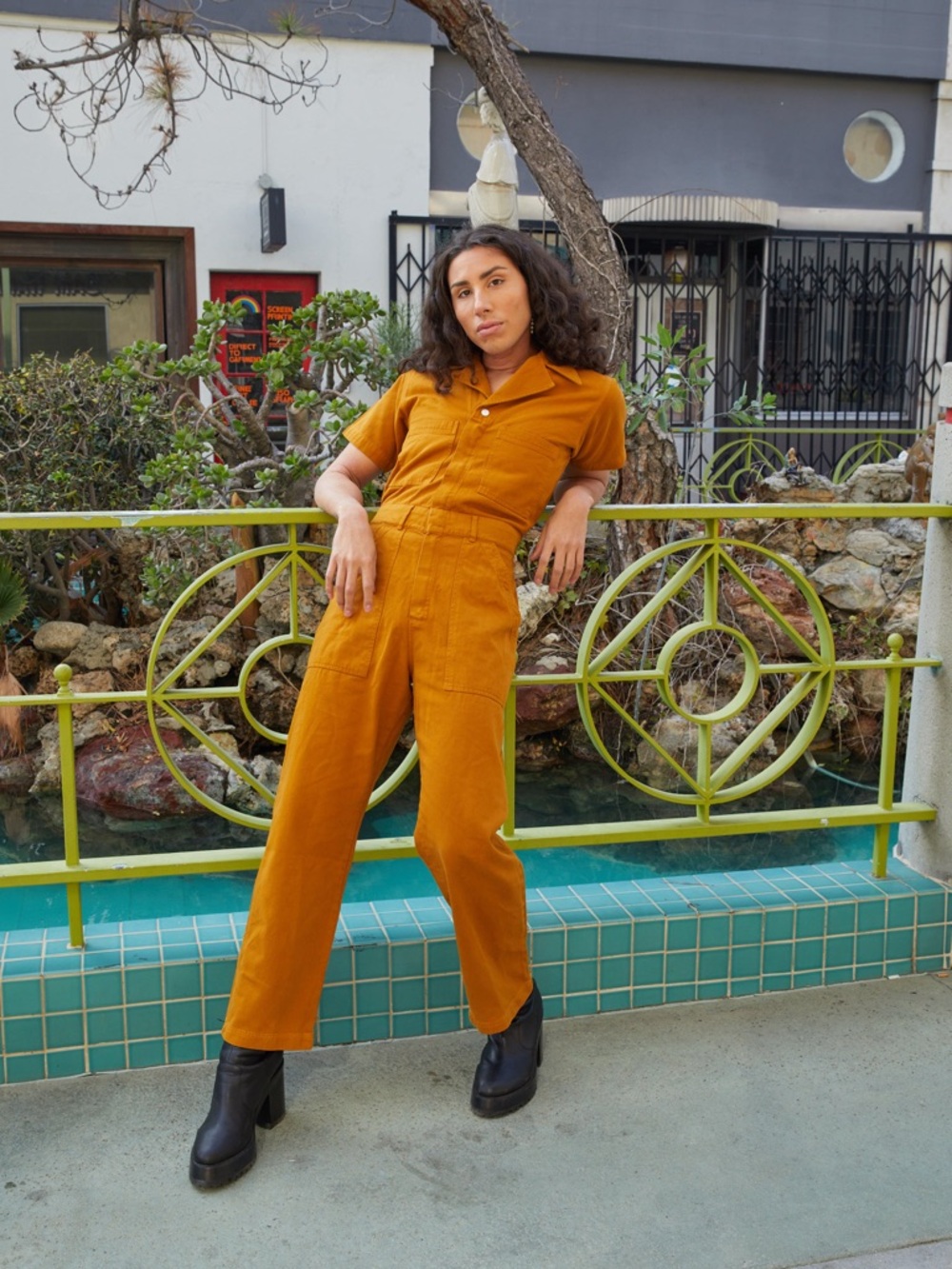 Big Bud Press Short-Sleeve Jumpsuit in Spicy Mustard